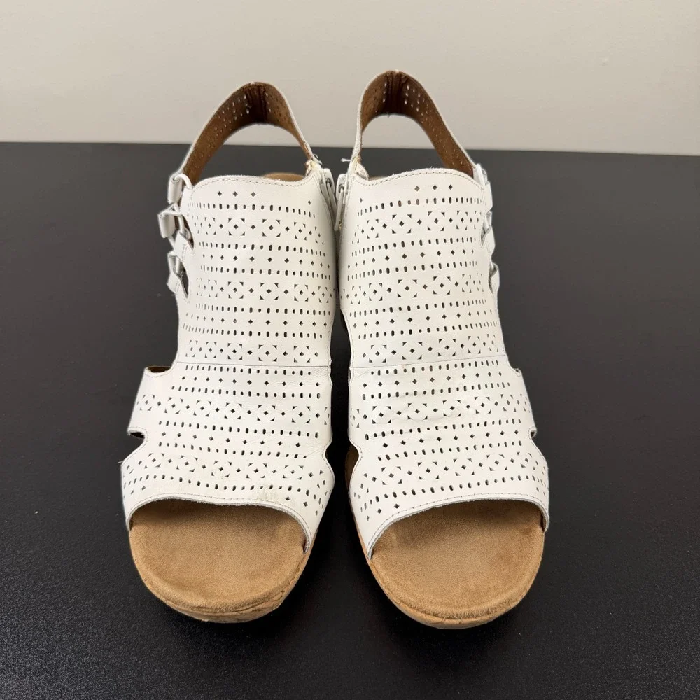 Rockport Cobb Hill Sandals Women's 11W Leather Laser Cut Wedge Casual Career